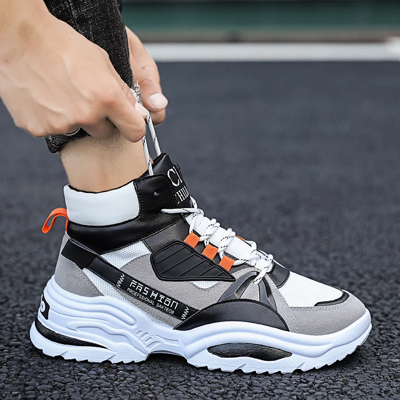 BomKinta High Top Colorful Breathable Trainers Mixed Colors Vulcanized Sneakers Men Letter Decoration Walking Mans Footwear