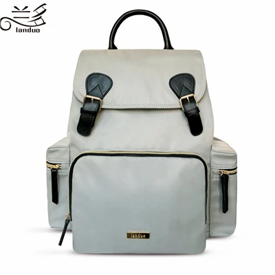 MPB39 -gray(2g) LAND Fashion кожа большой емкости Мумия Мама materntiy Пеленальный детский подгузник памперс сумка рюкзак с крючками детские сумки для мамы - Цвет: MPB39 -gray(2g)