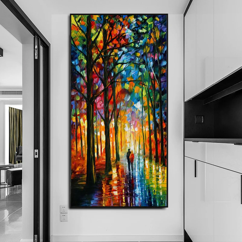 

Landscape Canvas Painting Wall Art Posters and Prints Forest Abstract Street Rainy Landscape Wall Art Pictures for Room Deco