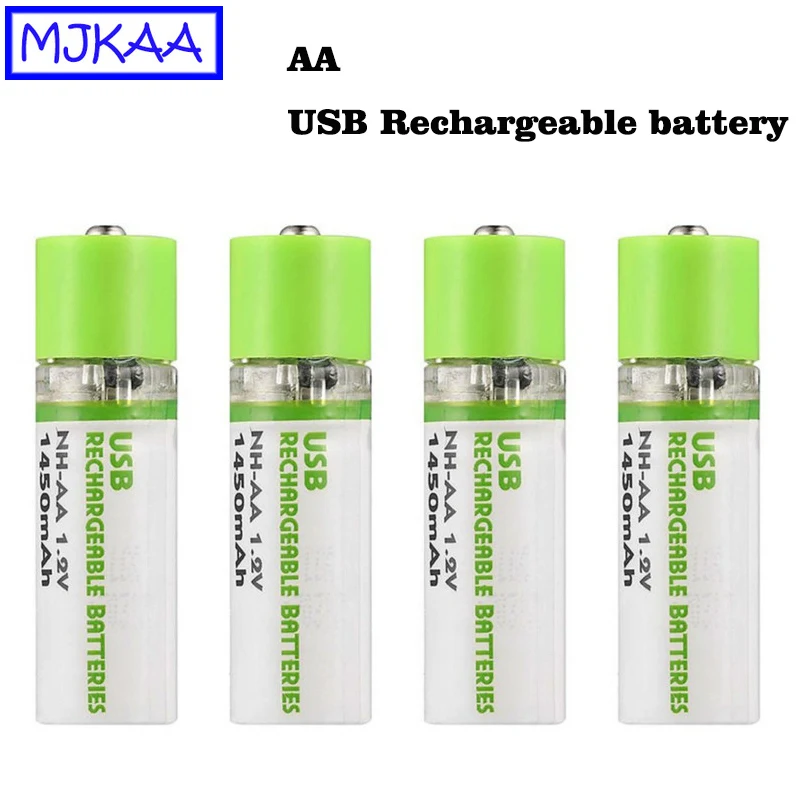 MJKAA AA 1,5 V 1450mAh USB аккумуляторная батарея Быстрая зарядка Li-po батареи высокого качества 2A Bateria RoHS CE