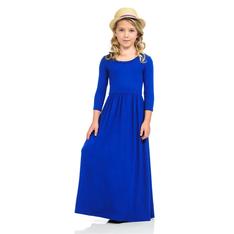 Осеннее платье для мамы и дочки коллекция года, зимнее однотонное платье до щиколотки с длинными рукавами семейная одежда для мамы и дочки C0531