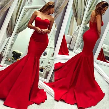 

Cheap Red Mermaid Prom Dresses Long 2020 vestido de festa Sweetheart Imported Party Dress Open Back Formal Women Evening Gowns