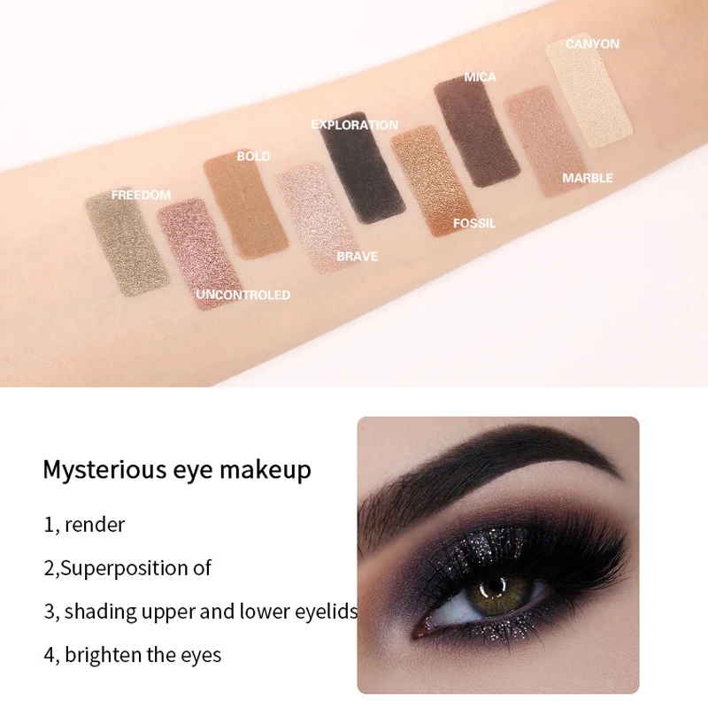 Eyeshadow Pallete Long Lasting Pigment Shimmer 9 Colors Eyes Shadow Makeup Tools KG66
