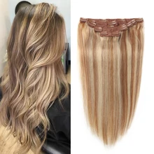 Sindra клип в человеческие волосы для наращивания Remy бразильские волосы 7 шт. полный набор головы накладные волосы на заколке