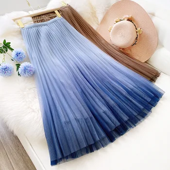 

2020 New Fashion Women Skirts A-line Skirt Women Mesh Long Skirt