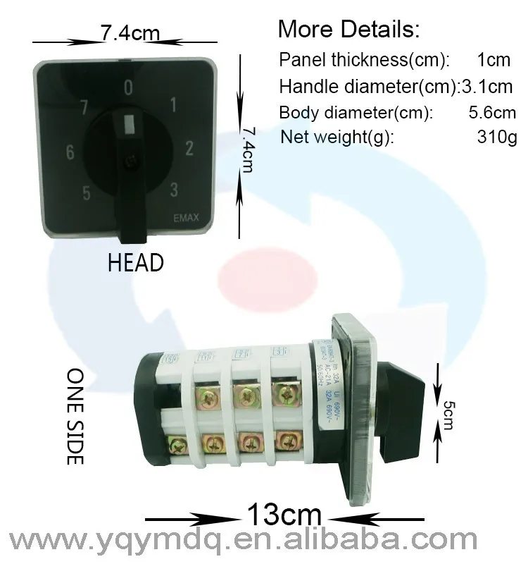 Ручка поворотного переключателя 8 позиций 0-7 YMZ12-32/4 универсальный ручной Электрический переключатель кулачка 32А 690 В 4 секции высокое качество