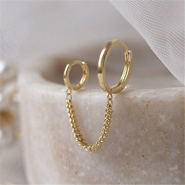 Fashion Punk Chain Ear Cuff for Women Clip on Earrings Gold Earcuff Without Piercing Earring Trendy Jewelry Gift