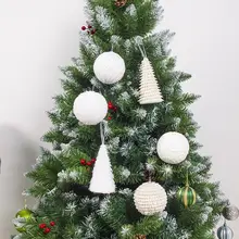 Рождественская елка, праздничный вечерние украшения белый шар дерево форма кулон Рождественские елочные шары плюшевые украшения из пенопласта
