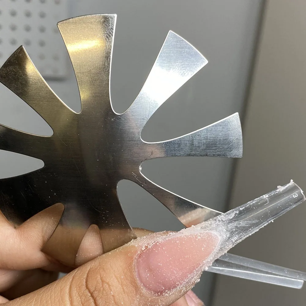 

1 шт. (многоразовые) фрезы для ногтей во французском стиле v-образная форма из нержавеющей стали для французского дизайна ногтей кромка тримм...