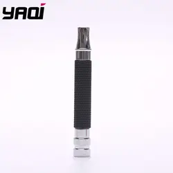 Yaqi черная и хромированная латунная безопасная бритвенная ручка