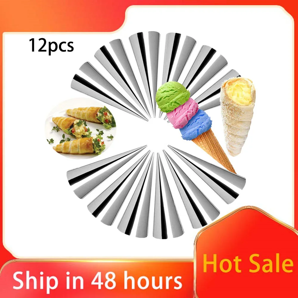 16 Stampini Per Cornetti/Cannoli In Acciaio Inox - 12,7 Cm, A Spirale - Coni Per Pasta Sfoglia, Gelato, Cialde - Professionali, Riutilizzabili, Senza Rivestimento