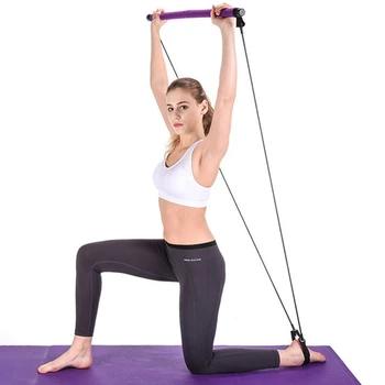 

Pilates Exercise Stick Bar Fitness Home Women Yoga Gym Workout Body Abdominal Resistance Bands Rope Puller Fitness Equipments