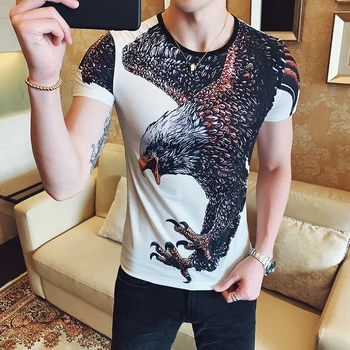 

2020 new men's bodybuilding macho men show muscle fit tight clothes men's printed t-shirt early summer trend undershirt