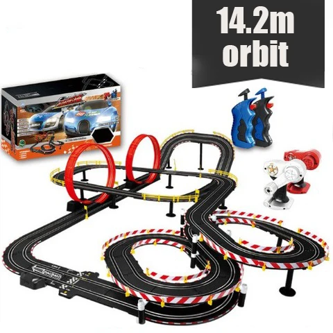 Электрический двойной трек слот автомобильный поезд набор авто схема Voiture Радиоуправляемая машина железная дорога гоночный трек для мальчика детская игрушка - Цвет: 14.2m