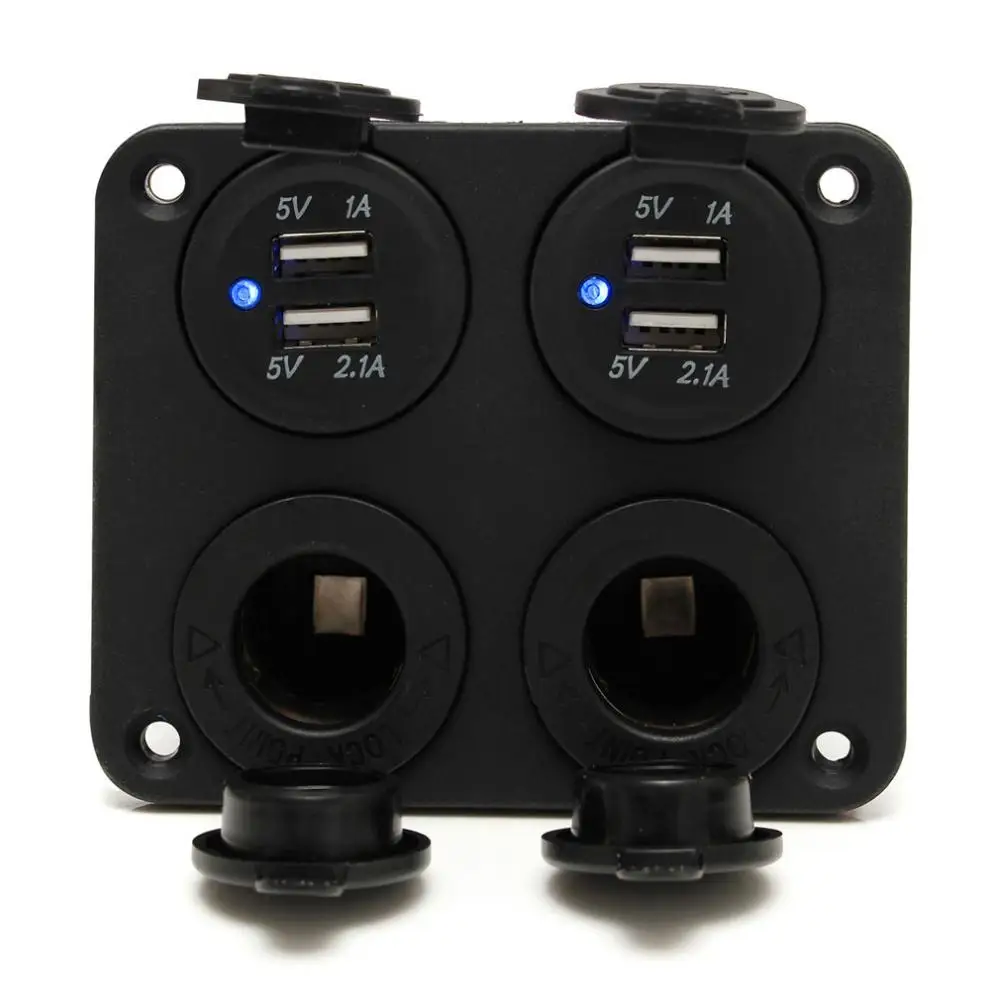 Автомобильный 12-24V двойной USB адаптер зарядное устройство прикуриватель розетки с синий светодиодный индикатор