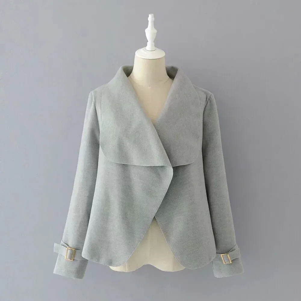 Autumn And Winter New Products WOMEN'S Dress Western Style Large Lapel Casual Long Sleeve Woolen Jacket Women's