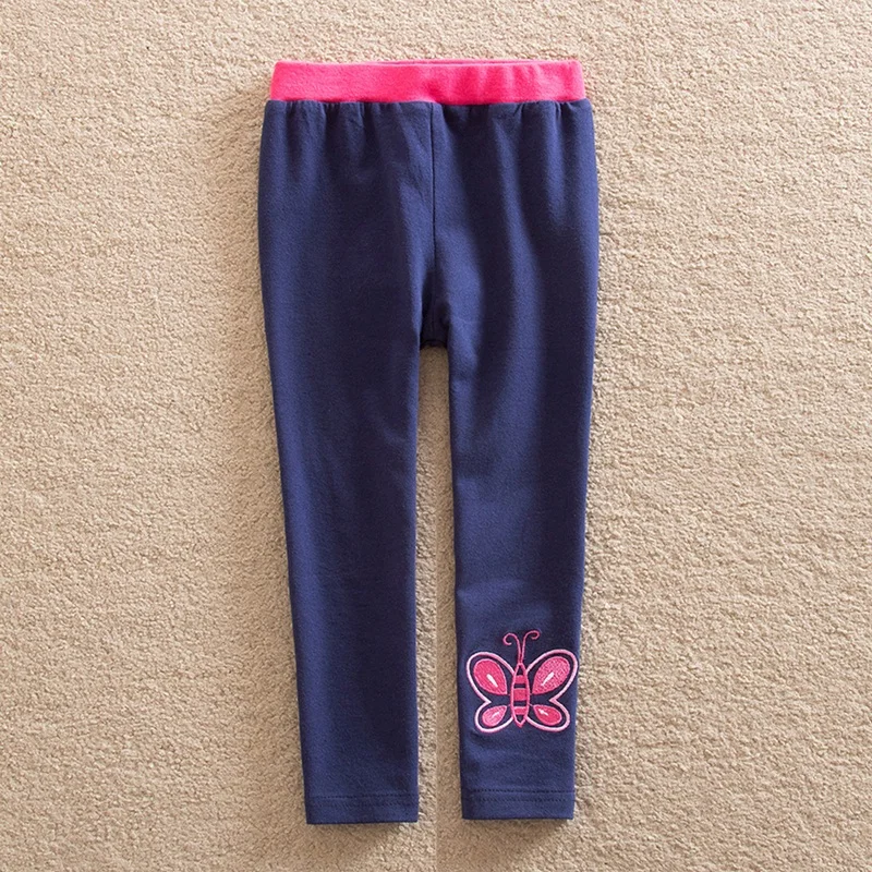 DXTON/штаны для девочек брюки для малышей Детские леггинсы с бабочками Хлопковые Штаны с аппликацией для детей, осенне-зимняя одежда для девочек