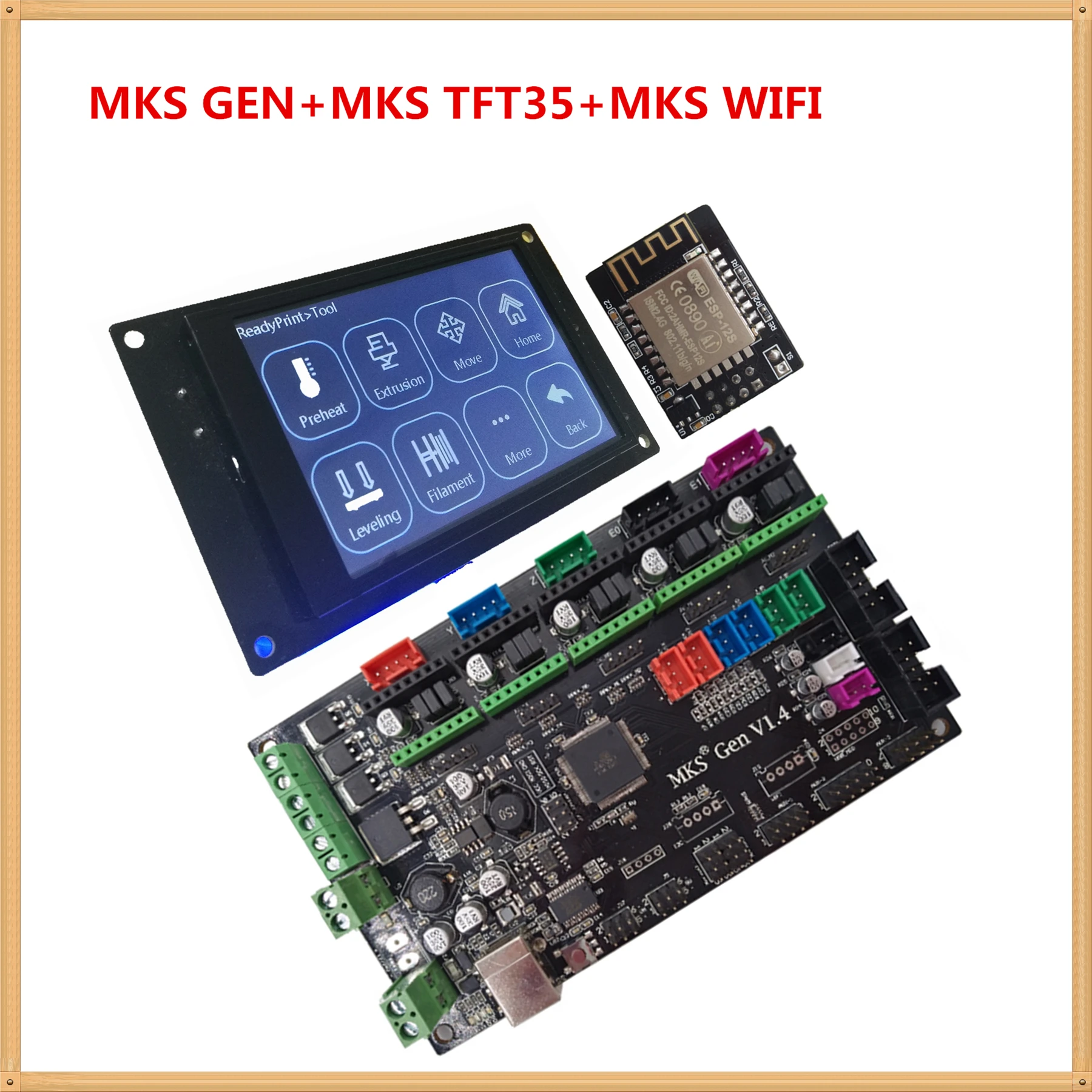 MKS GEN V1.4 плата управления MKS TFT35 сенсорный экран MKS TFT wifi модуль контроллера набор TFT 35 3D печатная плата узел для самостоятельной сборки комплект - Цвет: GEN-TFT35-WIFI