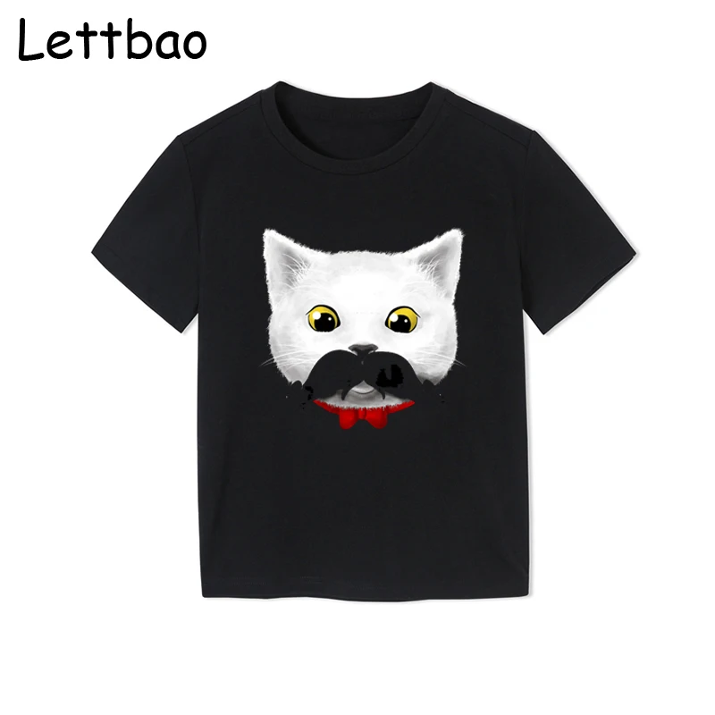 Футболка с принтом «Kittys mouse Tache» для детей от 2 до 12 лет дизайнерские Забавные футболки для детей милые футболки для мальчиков и девочек, детская одежда для малышей