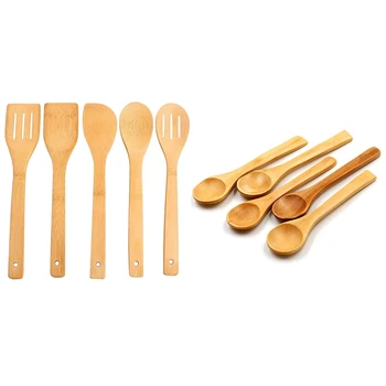 

5PC Small Wooden Spoons Kit & 5 Pcs Kitchen Utensils Wooden Anti-Adhesive Kitchen Set Of