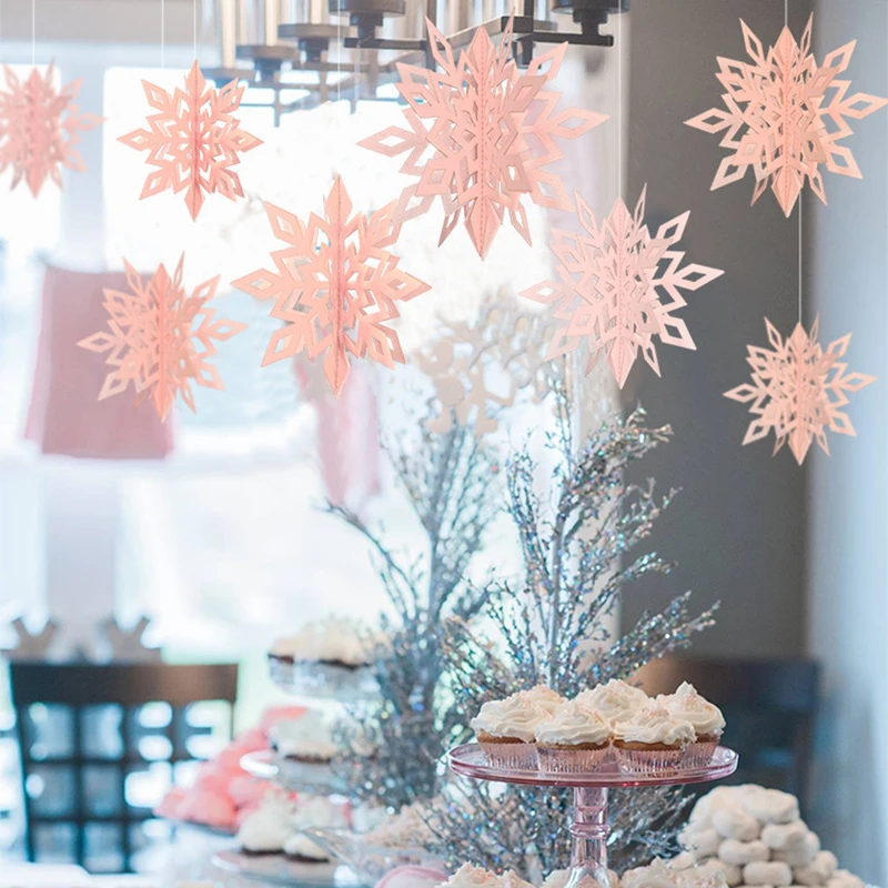 

6pcs/set Christmas Large Cardboard Three-dimensional Snowflake Window Shop Window Decoration Family Party Decorative Props