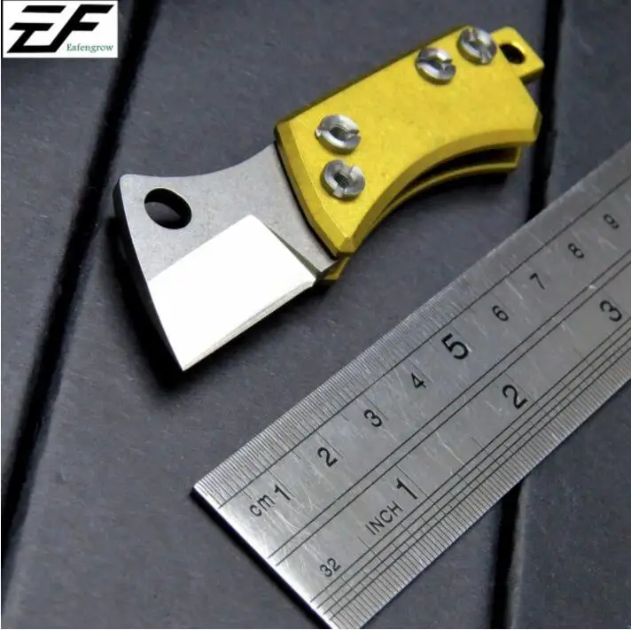 curved yellow Мини-Серж bean 60HRC stoneмыть лезвие титановая ручка Кемпинг Охота Карманный Брелок Складной нож Открытый EDC Мульти инструменты - Цвет: curved yellow