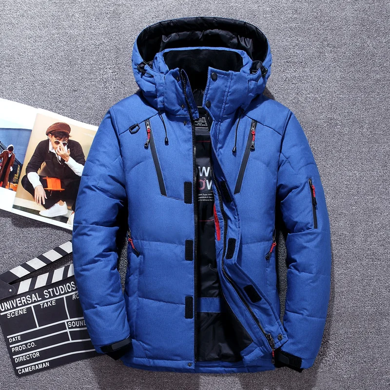 20 Degree Winter Clothing Men White Duck goose Feather coat Thick Mens Warm Snow Jacket Coat Windbreaker Men down jacket mens jacket