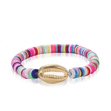 Pulsera de concha de Puka Cowrie Multicolor para Mujer Accesorios de cuentas de chica de Vsco joyería de cuerda elástica(China)