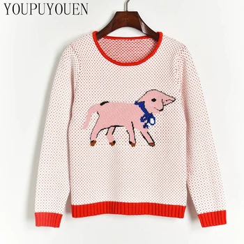 

2019 Winter Hit Color Jacquard Cartoon Sweater Tops Long Sleeve Knit Pullovers Womens Fashion Knitwear Fall Knitted Jumper Shirt