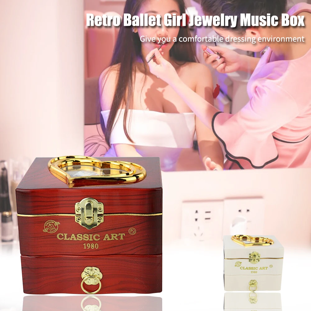 Koop Plastic Sieraden Opslag Retro Tafel Muziekdoos Huwelijksgeschenken Met Spiegel Ambachten Ballerina Dansen Meisje Roterende Ornamenten