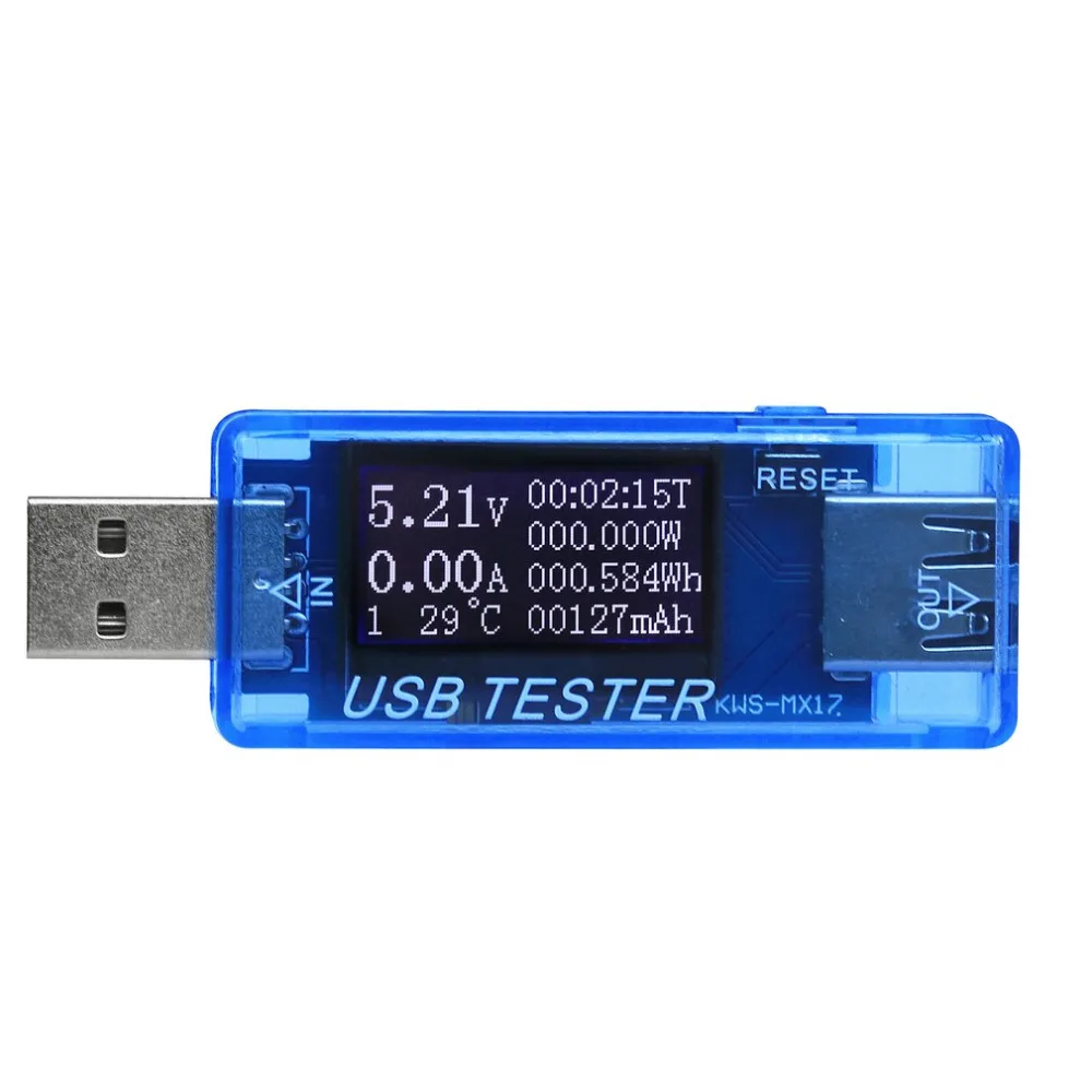 KWS-MX17 usb-детектор Вольтметр Амперметр измеритель мощности Измеритель Напряжения тока мобильное зарядное устройство USB
