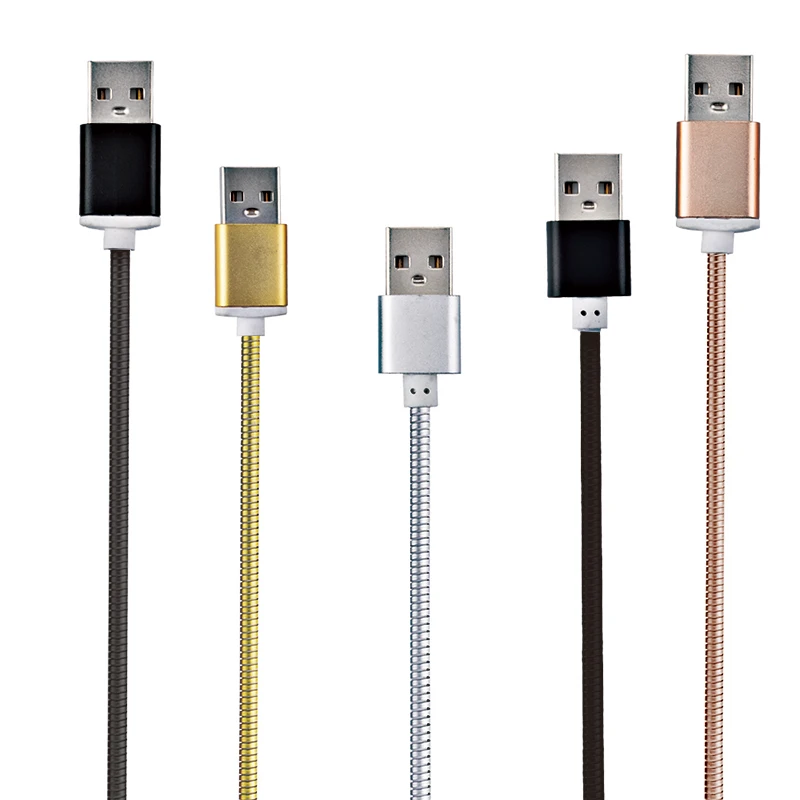 100 шт. 1 м 3 фута usb type C кабель 2.4A быстрое зарядное устройство стальной мягкий пружинный шнур для телефона Samsung Galaxy S8 S9 Plus A3 A5 A7 /Note 8