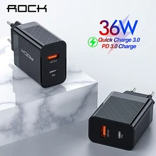 ROCK PD QC 3,0 FCP Dual USB зарядное устройство 36 Вт Быстрая зарядка EU US Разъем для iPhone X 8 plus для Redmi Note 7 адаптер для мобильного телефона