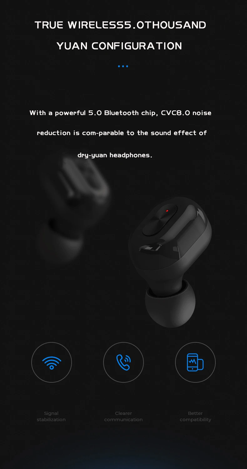 OTTWN TWS мини беспроводные 5,0 Bluetooth наушники стерео спортивные водонепроницаемые наушники с шумоподавлением Тип гарнитуры двойной микрофон наушники