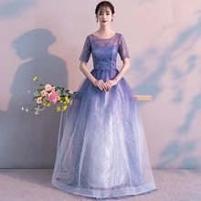 Платье для выпускного вечера, шикарное платье трапециевидной формы с кристаллами, женское вечернее платье с круглым вырезом и коротким рукавом, Платье De Soiree, элегантное платье в пол для выпускного вечера E048