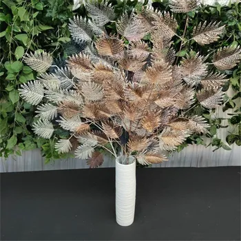 

7Pcs Fake Long Stem Magnolia Leaves (5 stems/piece) 36.22" Length Simulation Plastic Leaf for Wedding Home Artificial Plants