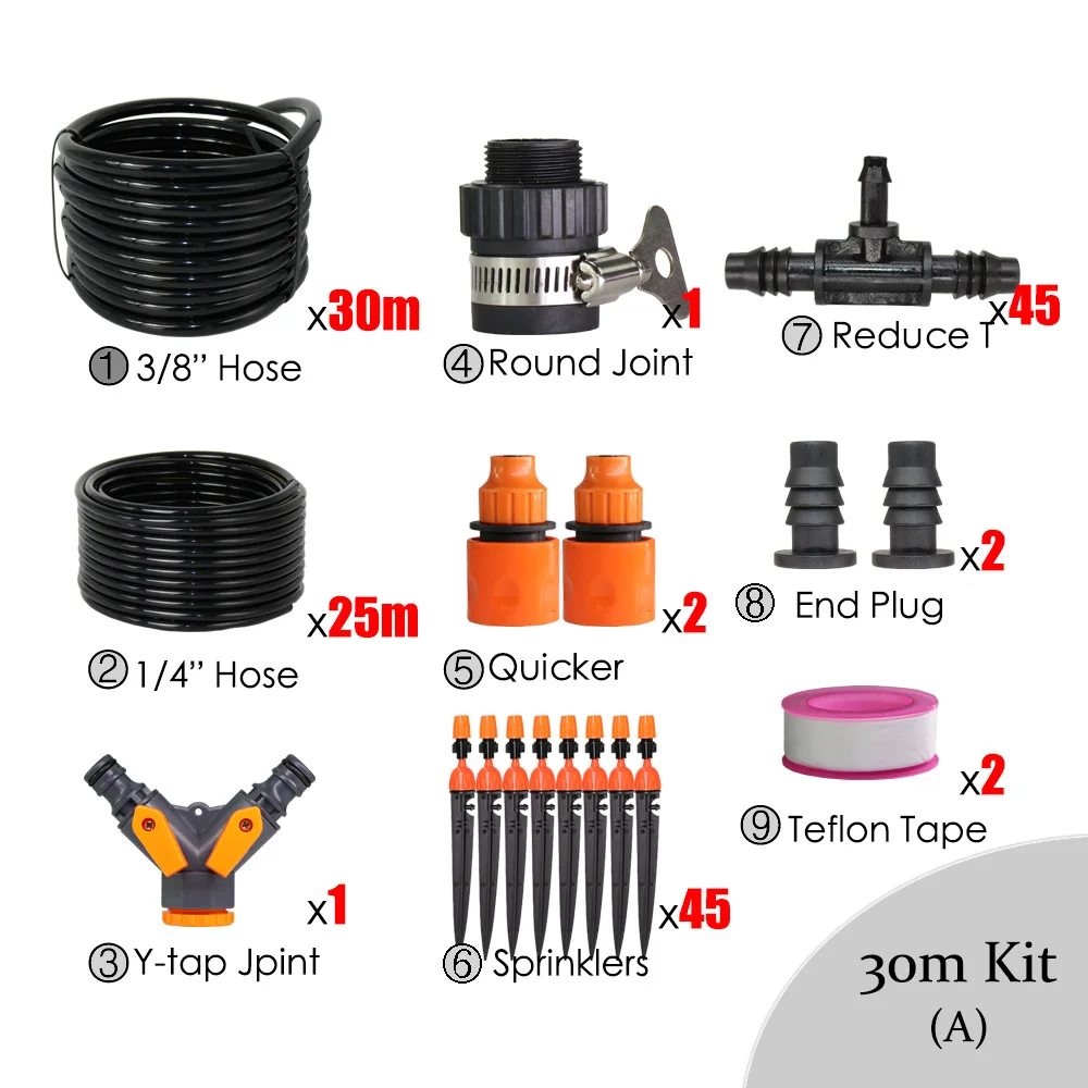 MUCIAKIE 5 м-30 м 3/" ручные наборы для полива для дома и сада, капельное орошение, распылительная система, микроразбрызгиватель, капельный полив - Цвет: 30M Kit
