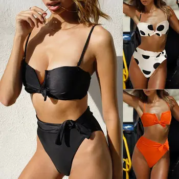 

AU New Hot Women's Beach Style Bow Sleeveless Sexy Bikini Set Push-up Bra Swimsuit Swimwear Beachwear Bathing Suit