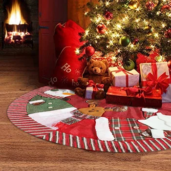 

Christmas Tree Skirt Cute Santa and Snowman Dolls Design Tree Skirt Plush Xmas Tree Skirt Tree Decoration for Christmas WXV Sale
