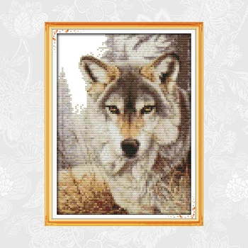 

Embroidery Needlework Set, Handmade Crafts Home Decor, Wolf Spirit Counted Print On Canvas Cross Stitch kits DMC 14CT 11CT