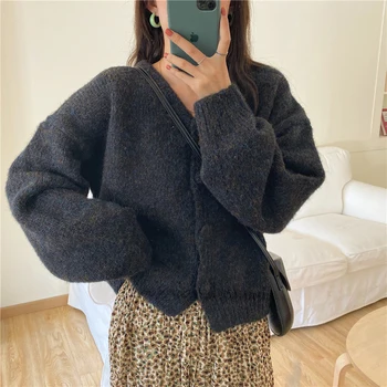 

Alien Kitty Fashion V-neck Pullovers New Warm Autumn Elegant Knitwear Single Breasted Solid Causal Loose 2020 Sweater Tops