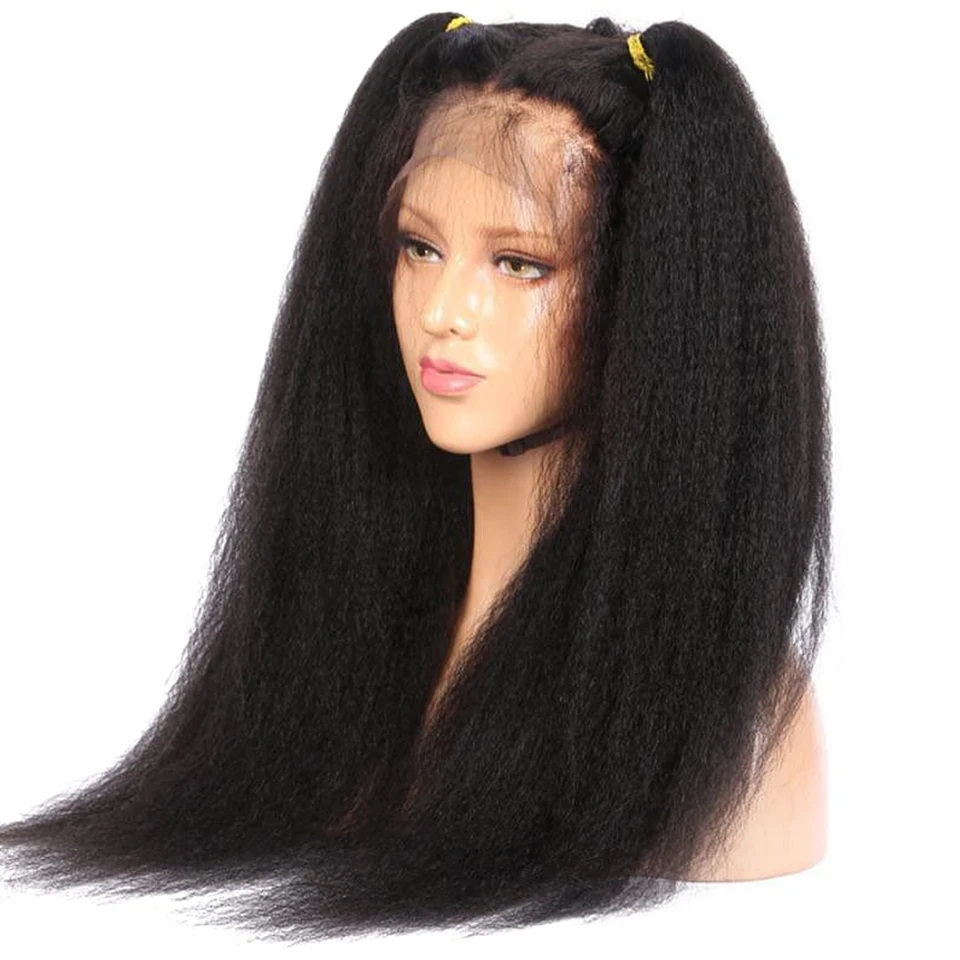 Кудрявый прямой бесклеевой полный парик человеческих волос шнурка для женщин бразильский Remy человеческих волос предварительно сорвал с