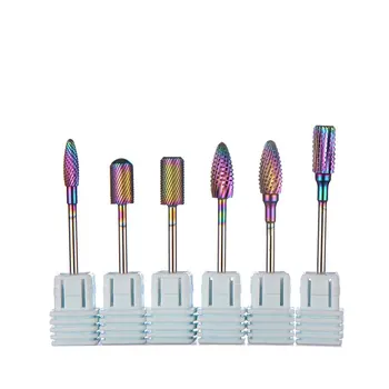 

6pcs Tungsten Steel Nail Drill Bit Milling Cutter Colorful Grinding Head Professional Manicure Tool Electric Nail Accessories