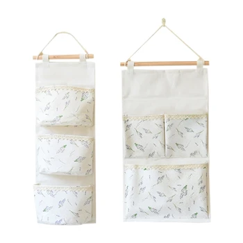 

Cotton Linen Wall Door Hanging Storage Bag Wardrobe Closet Organizer Sundries Storage Pocket Pouch Home Decoration