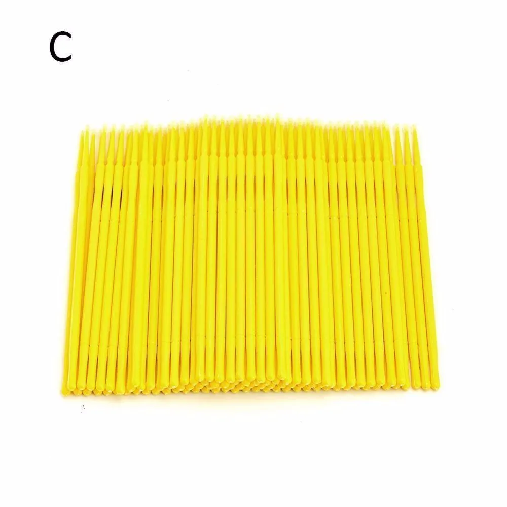 100 шт прочные Микро одноразовые кисти для наращивания ресниц, индивидуальные аппликаторы, инструменты для удаления туши, тампоны - Handle Color: Large Dark yellow