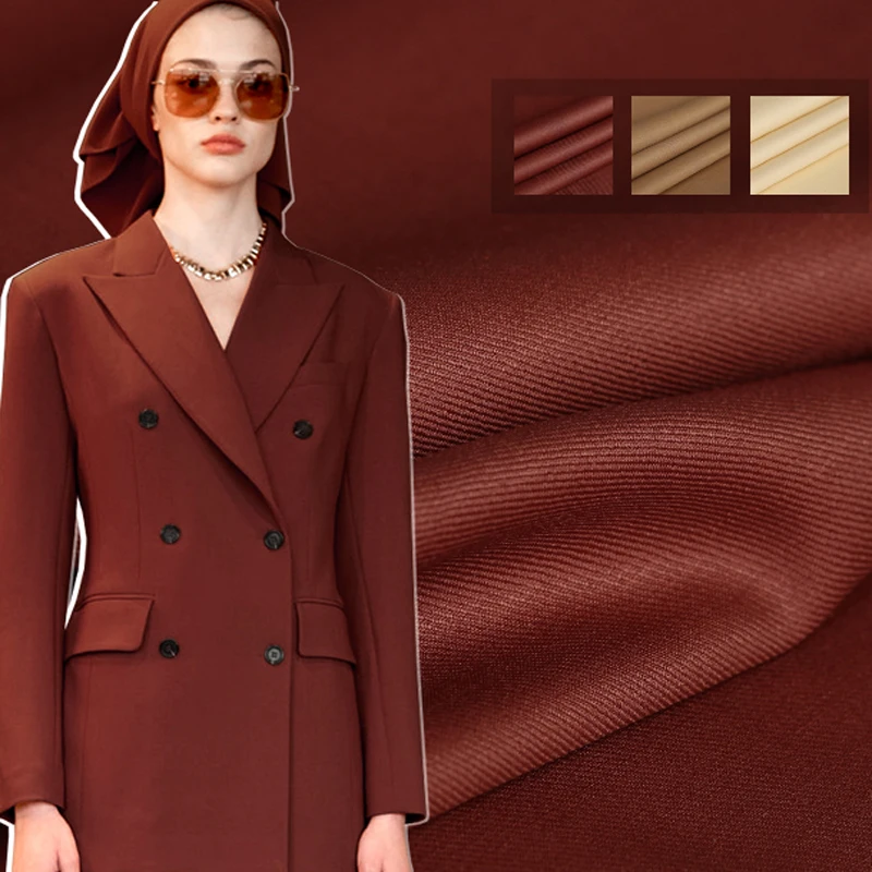 154 см в ширину 280 г/м, однотонная, коричневая, темно-красная шелковая, шерстяная ткань для осеннего и весеннего платья, пальто, куртка E1071