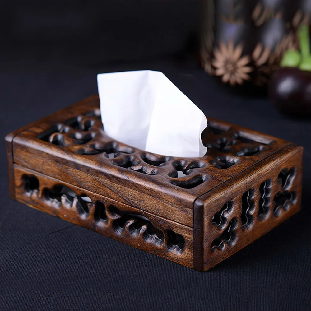 Thai retro wood tissue box Living room creative European tray Tray paper  napkin  lo922410 2