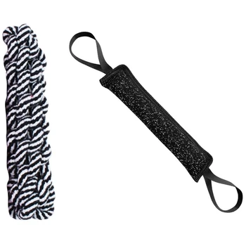 

2 Handles Pet Training Bite Tug Toys Young Dog Chewing Arm Sleeve & Puppy Dog Pet Tug Cotton Rope Ran Color