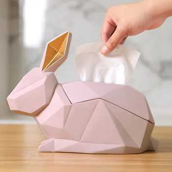 

[TML] Nordic Geometric Rabbit Fawn Tissue Box Table Ornaments Modern Living Room Decoration Desktop Whale Napkin Storage Boxes