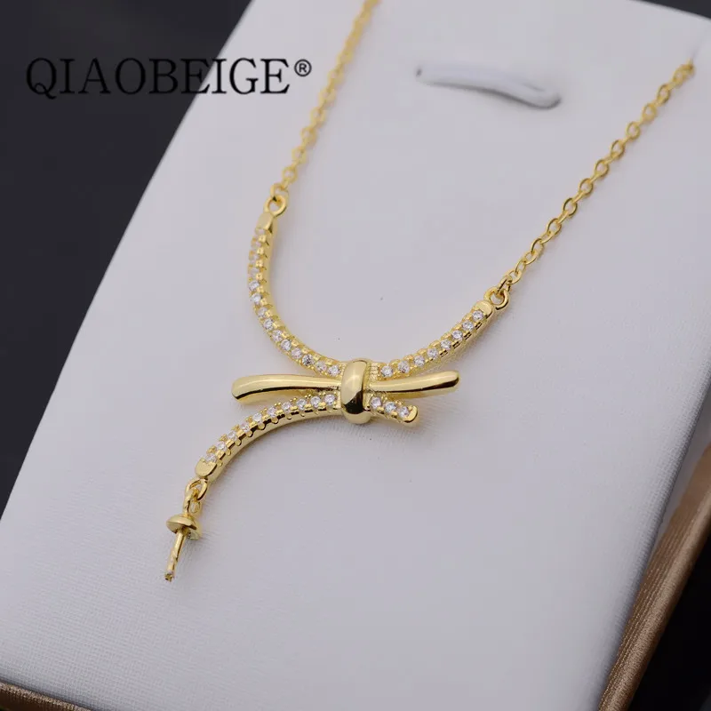 QIAOBEIGE diy аксессуар модное жемчужное ожерелье с цепочкой ожерелье из стерлингового серебра 925 пробы для женщин ювелирные изделия из натурального жемчуга